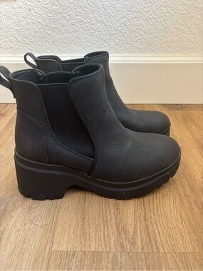 Skechers BOBS Tango Black Platform Chelsea Boots Chunky Pull On Size 8